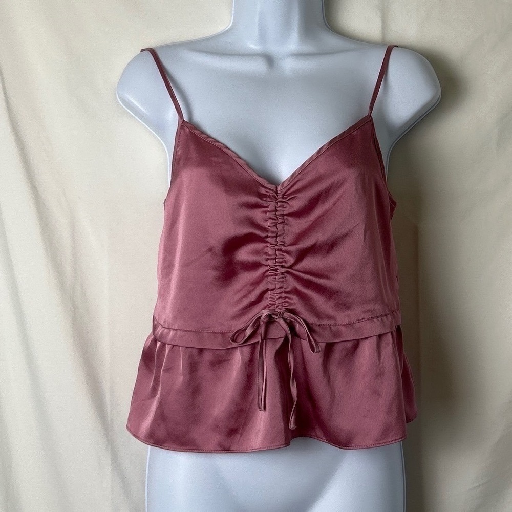 Abercrombie & Fitch Women Pink Satin Tie Front Babydoll Camisole Top Size XS